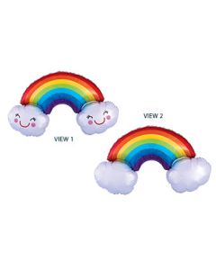 LRG SHP RAINBOW WITH CLOUDS SMILES 37" (PKG)
