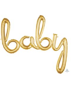 CONSUMER INFLATED PHRASE SCRIPT BABY GOLD 39" (PKG)