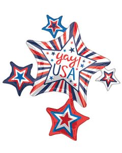 LRG SHP YAY! USA STAR CLUSTER 35" (PKG)