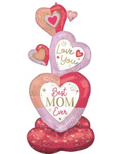 AIRLOONZ LOVE YOU BEST MOM EVER STACKED HEARTS 55" (PKG)