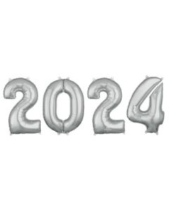 LRG SHP NUMBER BUNCH MID-SIZE 2024 SILVER ANAGRAM 26" (PKG)