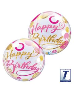 BUBBLE 22C HB PINK & GOLD DOTS (PKG)