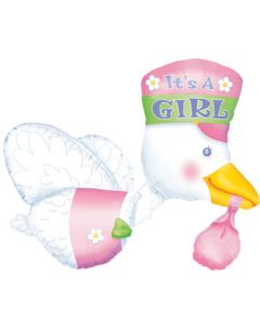 LRG SHP ITS A GIRL STORK (MULTI-BALLOON) 32" (PKG)(D) sale