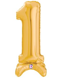 LRG SHP NUMBER 1 GOLD STAND UP AIR FILL 25" (PKG)(D)