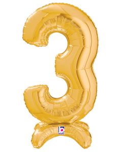 LRG SHP NUMBER 3 GOLD STAND UP AIR FILL 25" (PKG)(D)