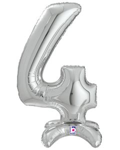 LRG SHP NUMBER 4 SILVER STAND UP AIR FILL 25" (PKG)(D)