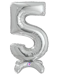 LRG SHP NUMBER 5 SILVER STAND UP AIR FILL 25" (PKG)(D)