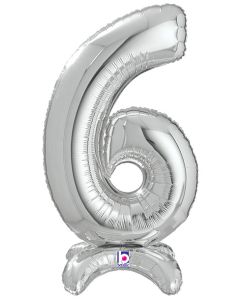 LRG SHP NUMBER 6 SILVER STAND UP AIR FILL 25" (PKG)(D)