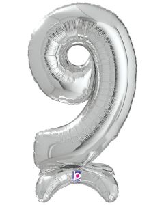 LRG SHP NUMBER 9 SILVER STAND UP AIR FILL 25" (PKG)(D)