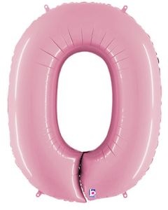 LRG SHP NUMBER 0 PASTEL PINK MEGALOON 34" (PKG)