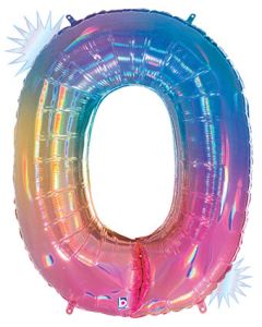 LRG SHP NUMBER 0 OPAL RAINBOW MEGALOON 34" (HOLO)(PKG)