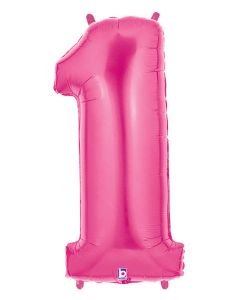 LRG SHP NUMBER 1 PINK MEGALOON 34" (PKG)