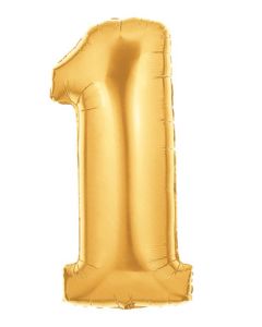 LRG SHP NUMBER 1 GOLD MEGALOON 34" (PKG)
