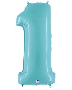 LRG SHP NUMBER 1 PASTEL BLUE MEGALOON 34" (PKG)