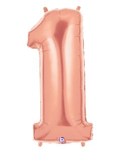 LRG SHP NUMBER 1 ROSE GOLD MEGALOON 34" (PKG)