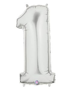 LRG SHP NUMBER 1 SILVER MEGALOON 34" (PKG)