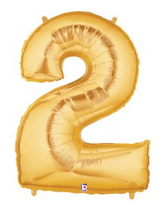 LRG SHP NUMBER 2 GOLD MEGALOON 34" (PKG)