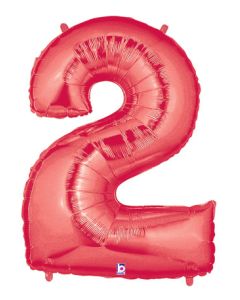 LRG SHP NUMBER 2 RED MEGALOON 34" (PKG)