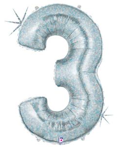 LRG SHP NUMBER 3 HOLOGRAPHIC MEGALOON 34" (PKG)