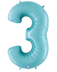 LRG SHP NUMBER 3 PASTEL BLUE MEGALOON 34" (SOLD IN 5'S)(D)