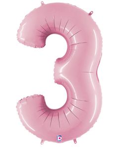 LRG SHP NUMBER 3 PASTEL PINK MEGALOON 34" (PKG)
