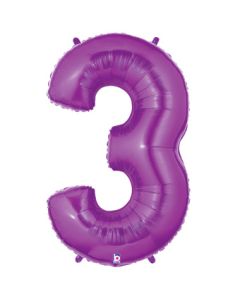 LRG SHP NUMBER 3 PURPLE MEGALOON 34" (PKG)