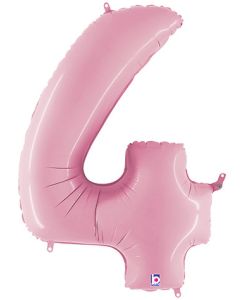 LRG SHP NUMBER 4 PASTEL PINK MEGALOON 34" (PKG)