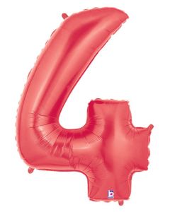 LRG SHP NUMBER 4 RED MEGALOON 34" (BAG)(D)