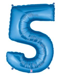 LRG SHP NUMBER 5 BLUE MEGALOON 34" (PKG)