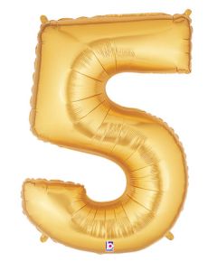 LRG SHP NUMBER 5 GOLD MEGALOON 34" (PKG)