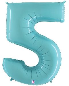 LRG SHP NUMBER 5 PASTEL BLUE MEGALOON 34" (PKG)