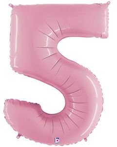 LRG SHP NUMBER 5 PASTEL PINK MEGALOON 34" (PKG)