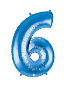 LRG SHP NUMBER 6 BLUE MEGALOON 34" (PKG)