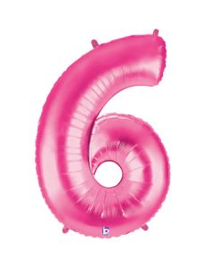LRG SHP NUMBER 6 PINK MEGALOON 34" (PKG)