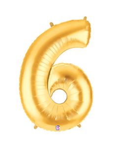 LRG SHP NUMBER 6 GOLD MEGALOON 34" (PKG)
