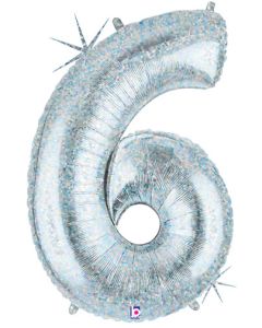 LRG SHP NUMBER 6 HOLOGRAPHIC MEGALOON 34" (PKG)