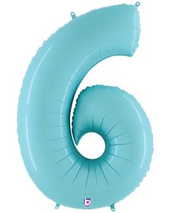 LRG SHP NUMBER 6 PASTEL BLUE MEGALOON 34" (PKG)