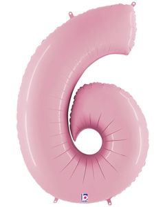 LRG SHP NUMBER 6 PASTEL PINK MEGALOON 34" (PKG)