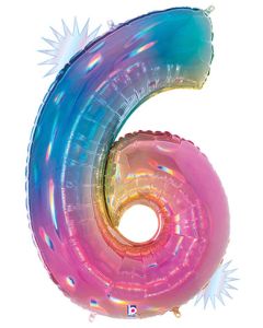 LRG SHP NUMBER 6 OPAL MEGALOON 34" (HOLO)(PKG)