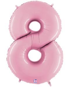 LRG SHP NUMBER 8 PASTEL PINK MEGALOON 34" (PKG)