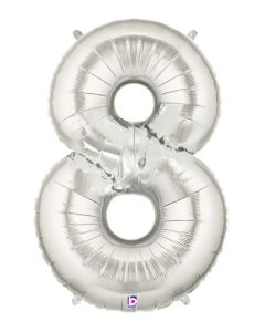 LRG SHP NUMBER 8 SILVER MEGALOON 34" (BAG)(D)