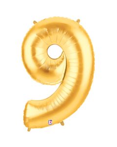 LRG SHP NUMBER 9 GOLD MEGALOON 34" (PKG)
