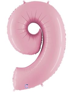 LRG SHP NUMBER 9 PASTEL PINK MEGALOON 34" (BAG)(D)