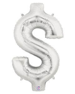 LRG SHP DOLLAR SIGN ($) SILVER MEGALOON 34" (PKG)