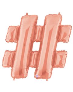 LRG SHP HASHTAG (#) ROSE GOLD MEGALOON 34" (PKG)(D) sale