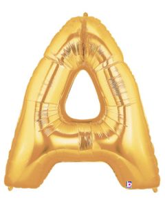 LRG SHP LETTER A GOLD MEGALOON 34" (PKG)