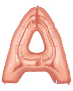 LRG SHP LETTER A ROSE GOLD MEGALOON 34" (PKG)