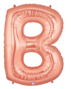 LRG SHP LETTER B ROSE GOLD MEGALOON 34" (PKG)