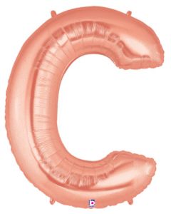 LRG SHP LETTER C ROSE GOLD MEGALOON 34" (PKG)