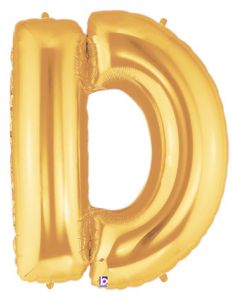 LRG SHP LETTER D GOLD MEGALOON 34" (PKG)